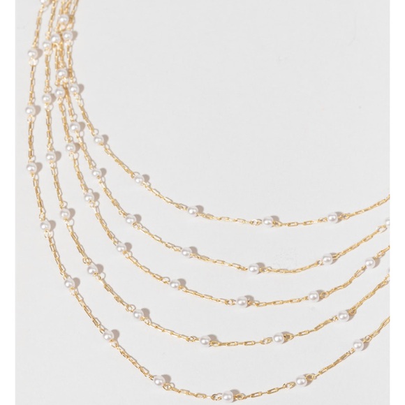New Francesca’s Pauline Five Row Pearl Necklace - Picture 3 of 4